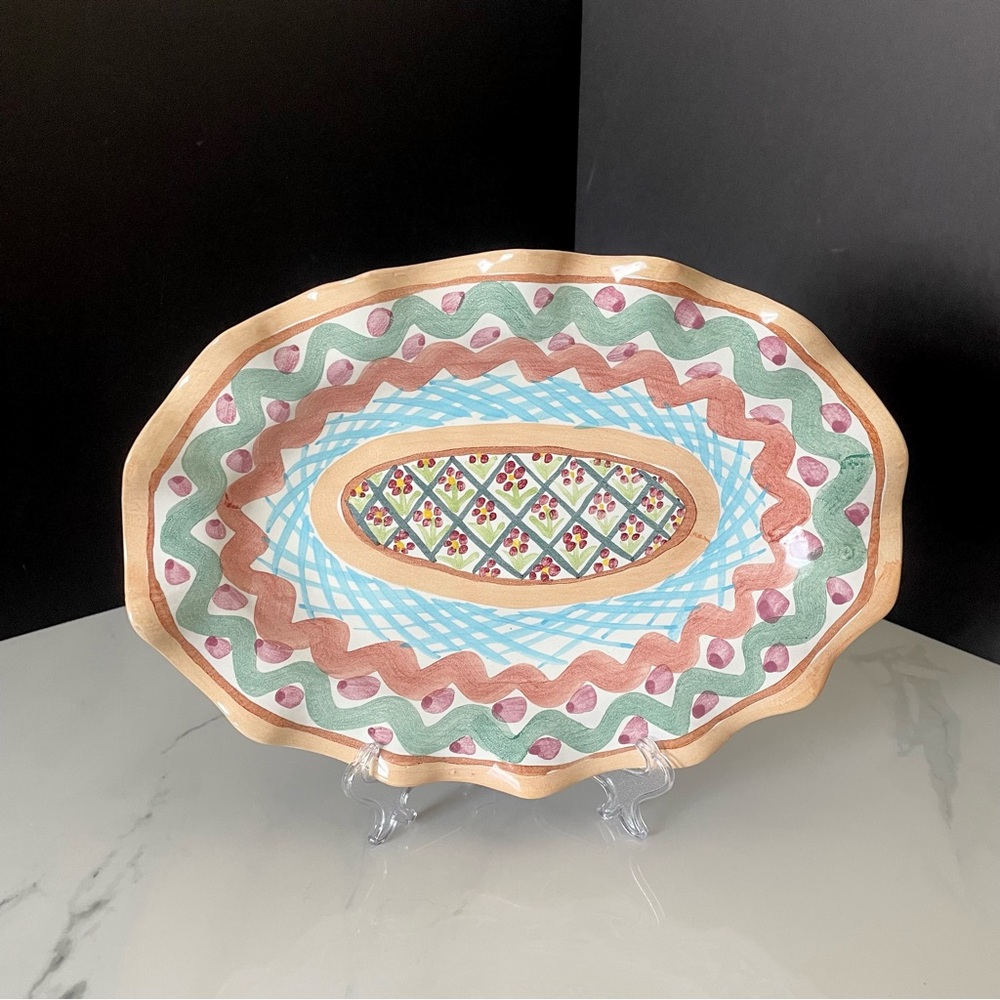 12" Ruffled Fluted Platter - "Heather" by Mackenzie-Childs
